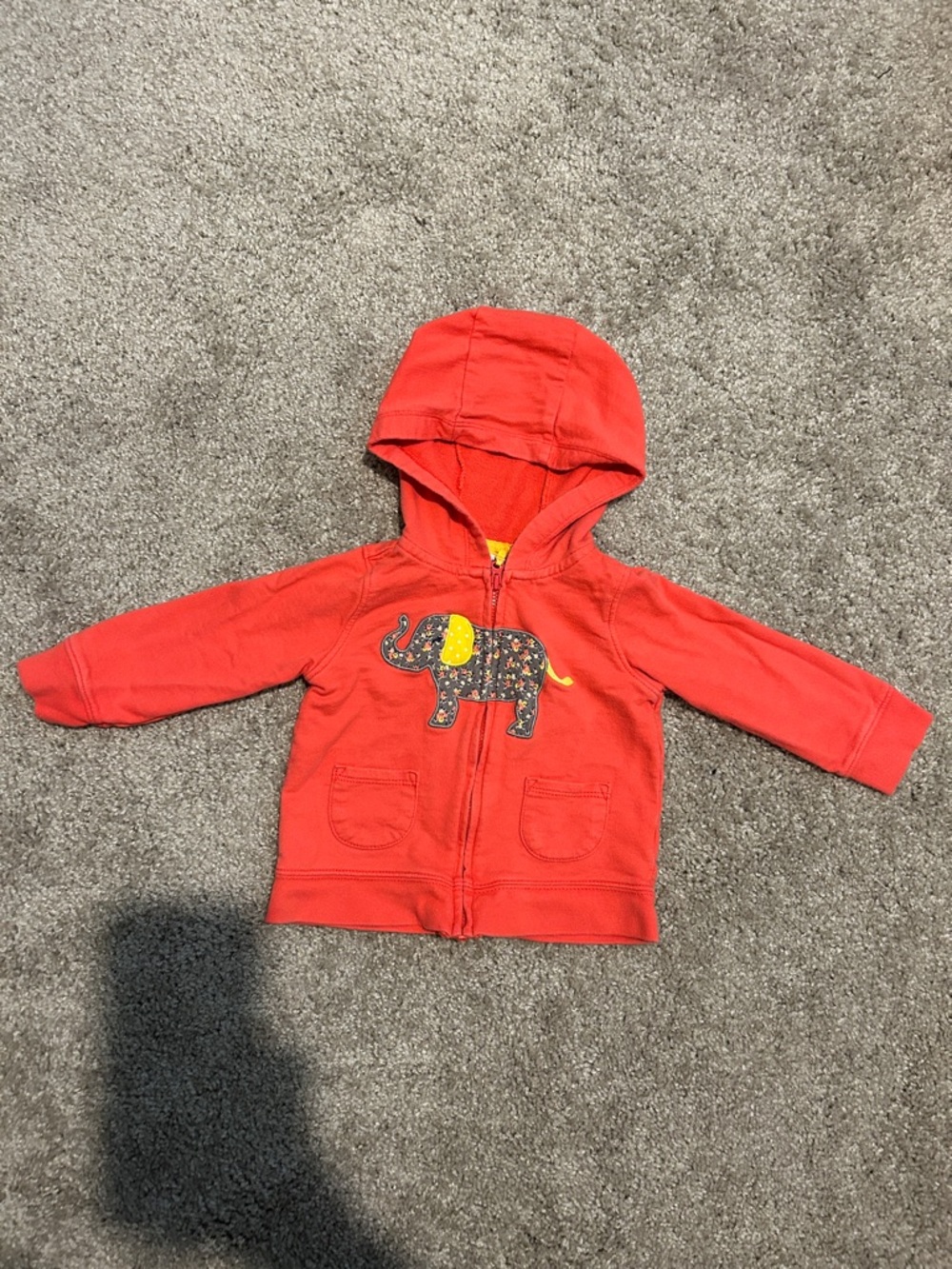Coral Kids' Hoodie with Elephant Applique